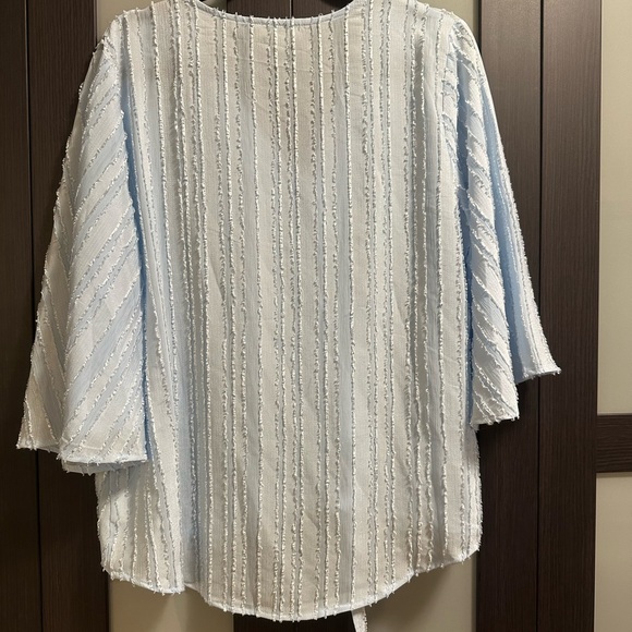 Umgee Light Blue Textured Button-Down Blouse - Picture 3 of 5